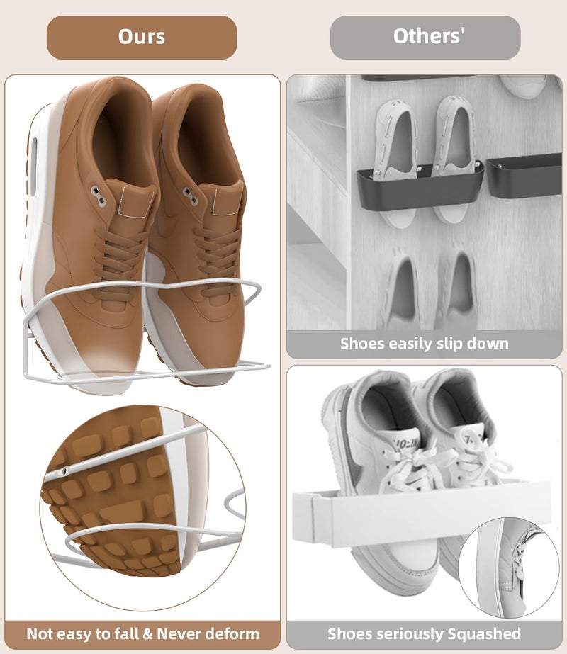 PrimZooty Wall Mounted Shoe Rack 6 Pack, with Sticky Hanging Strips, Metal Wall Shoe Storage, Hanging Shoe Organizer for Door/RV/Wall - Image 4