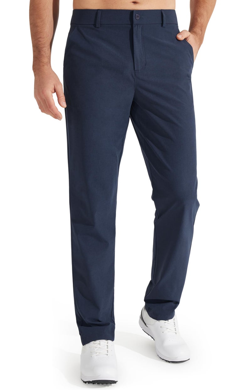 Libin Mens Golf Pants Classic Fit Stretch Work Dress Pants 32 Quick Dry Lightweight Business Casual Trousers Comfort Water Resistant Navy Blue 34W x 32L