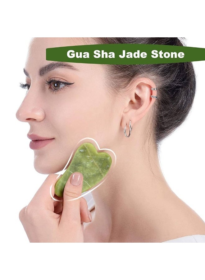 Gua Sha Facial Massage Tool, Natural Jade Stone Facial Massage Tool for Spa Acupuncture for Face, Back, Arms, Neck, Shoulder, Gua Sha Neck Massage Stone, Skin Care Slimming Massage Tool - Image 2