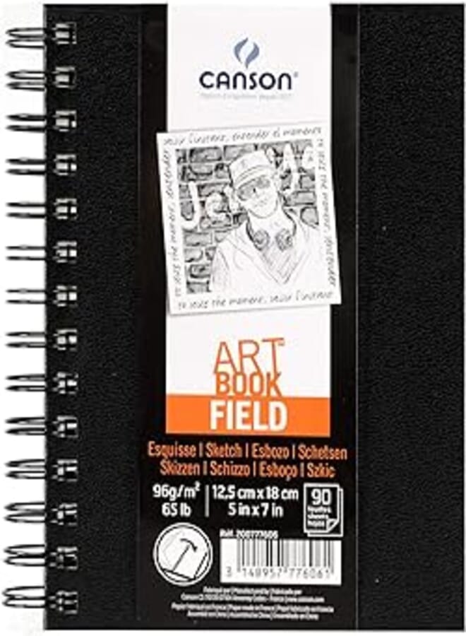 CANSON ArtBook Field Sketchbook 12.5 x 18 cm with 90 Sheets 96 gsm Spiral Bound