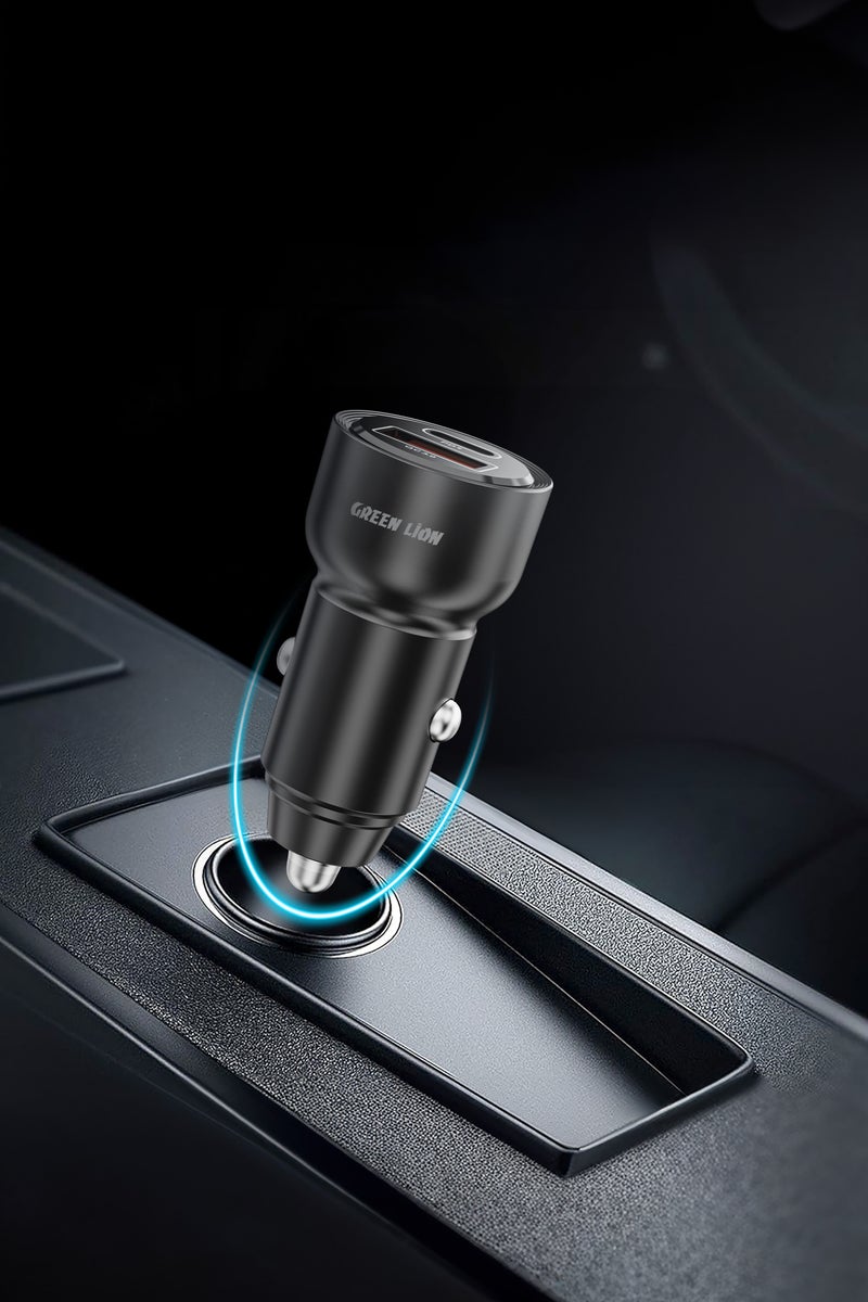 GREEN LION RoadVolt Car Charger PD30W + QC30W With Total Output 60W Max / Charging Protection / Input 12V=24V / Made for Phones (iPhone, Samsung, Xiaomi) and Tablets - Black - Image 3