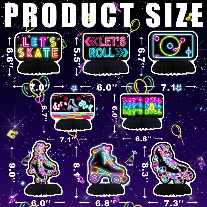 Outego Roller Skating Party Centerpiece Set - Skating Honeycomb Birthday Decorations and Roller Skating Table Toppers for Kids' Skating-Themed Birthday and Baby Shower Table Decor - Image 3
