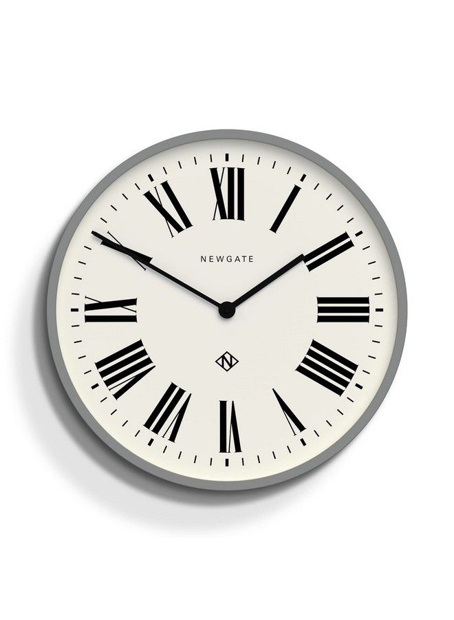 NEWGATE Number Three Italian Wall Clock Round Clock Kitchen Clock Clocks For Living Room Office Clock Contemporary Case Roman Numeral Dial Station Clock (Posh Gray)  - Image 2