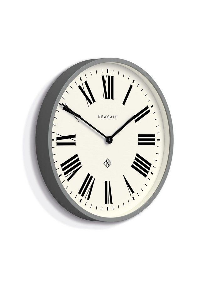 NEWGATE Number Three Italian Wall Clock Round Clock Kitchen Clock Clocks For Living Room Office Clock Contemporary Case Roman Numeral Dial Station Clock (Posh Gray)  - Image 3