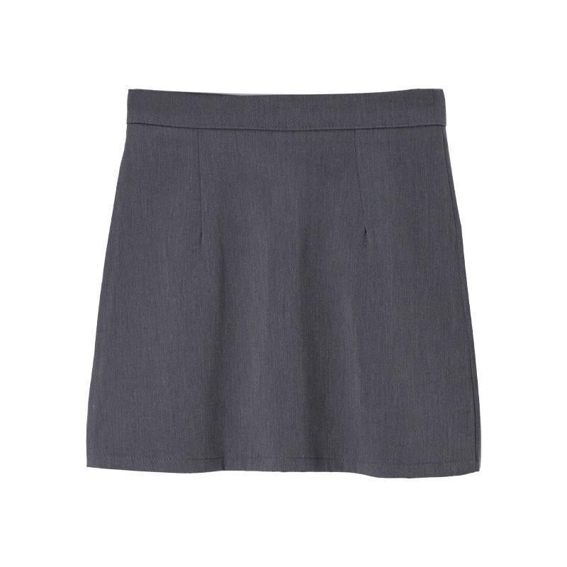 High Waist A- Line Skirt Women'S Summer 2023 New Korean-Style All-Match Slimming Student Solid Color Suit Skirt - Image 2