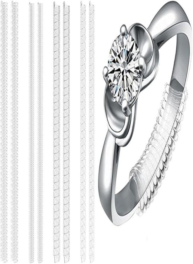 Osowake 8 Pcs Ring Size Adjuster for Loose Rings, 4 Size invisible Ring Sizers, Jewelry Ring Protector, Invisible Spiral Insert Attractive Processed, Plastic, No Gemstone ，Women and Men - Image 1