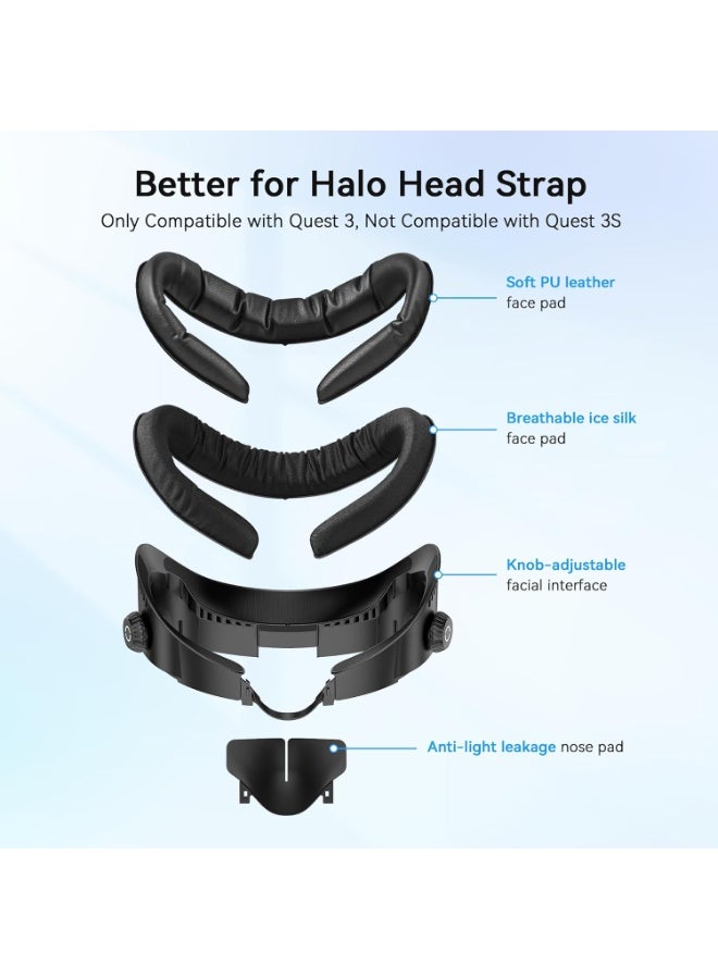 AMVR Upgraded Face Cover Pad Facial Interface Compatible with Meta/Oculus Quest 3 Accessories, with Knob Adjustable, NOT Compatible with Meta Quest 3S (Better for Halo Head Strap) - Image 2