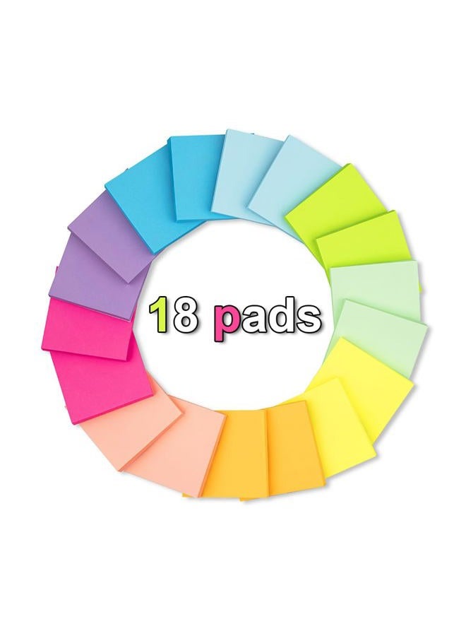 Kozerite (18 Pads) Pop Up Sticky Notes 3x3 in Accordion Stickies Super Sticking Power Memo Pads Bright Colors - Image 2