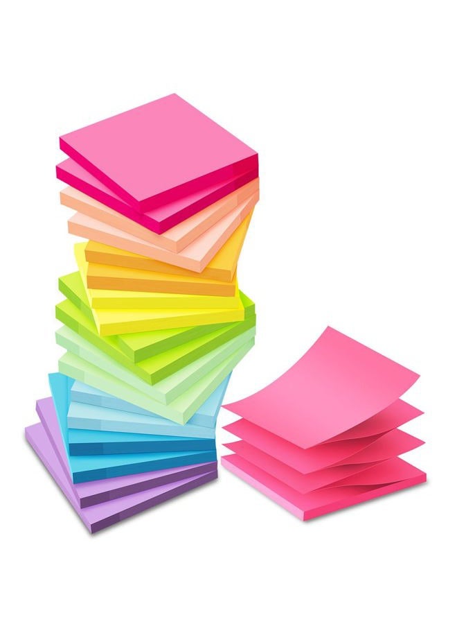 Kozerite (18 Pads) Pop Up Sticky Notes 3x3 in Accordion Stickies Super Sticking Power Memo Pads Bright Colors - Image 1