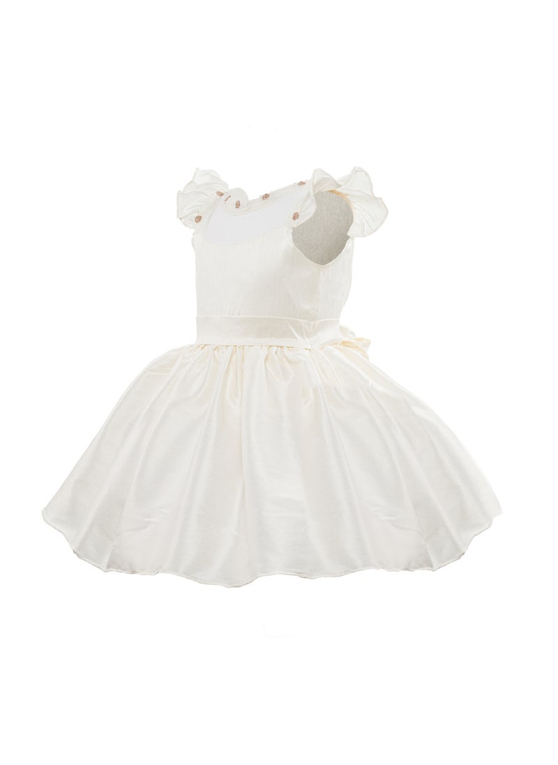 Queen - Sella off white Girls Party Dress, Princess Dress Party Wear Wedding Evening Formal Pageant Dance Gown for Birthday Kid Girls Elegant - Image 1
