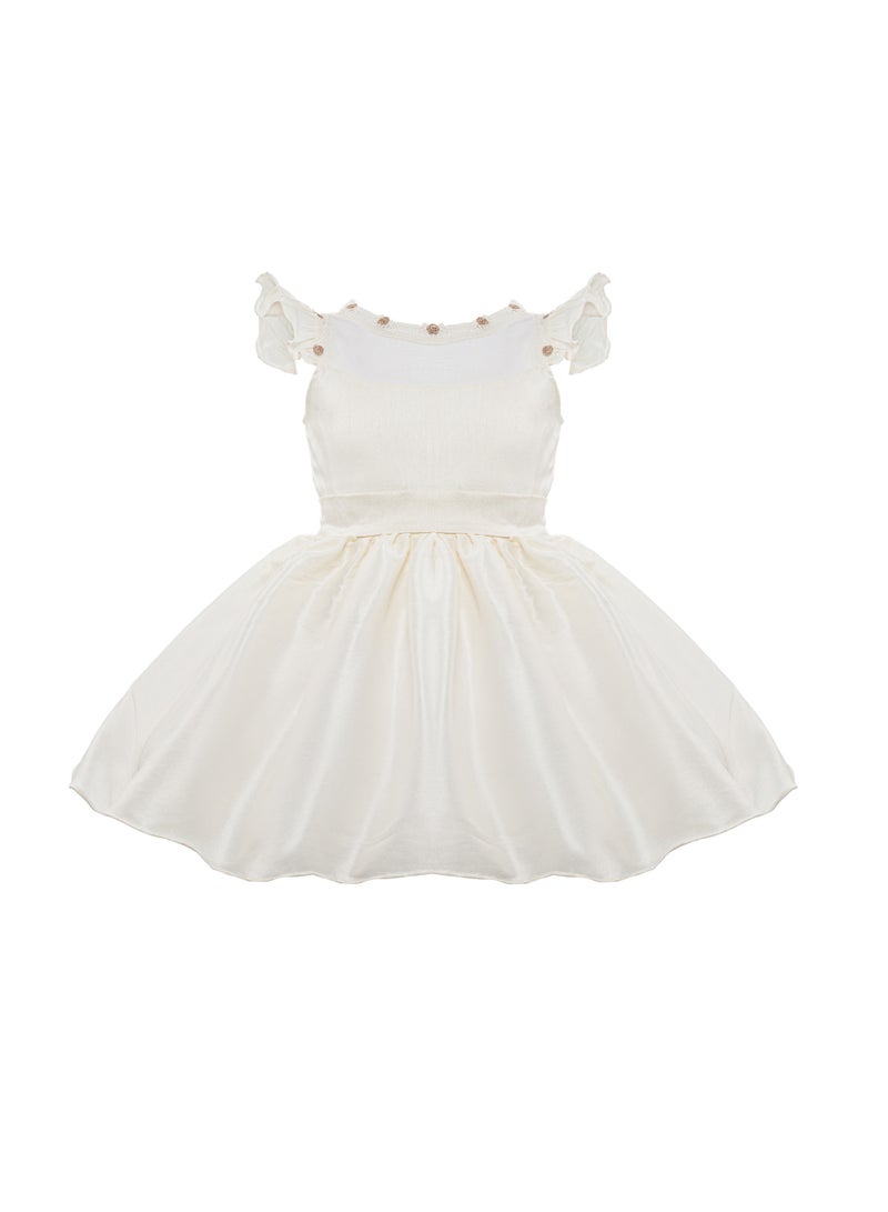 Queen Sella off white Girls Party Dress, Princess Dress Party Wear Wedding Evening Formal Pageant Dance Gown for Birthday Kid Girls Elegant - Image 2