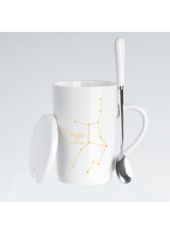 Creative Zodiac Ceramic Mug with Lid Virgo (White)