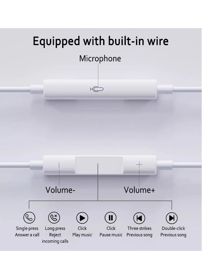 USB C Headphone Type-C Earbuds Wired Earphones with Microphone and Volume Control in-Ear Earbud for iPhone 15 Pro/Max/Plus Google Pixel Oneplus Samsung Galaxy iPad Pro and MacBook (White) - Image 4