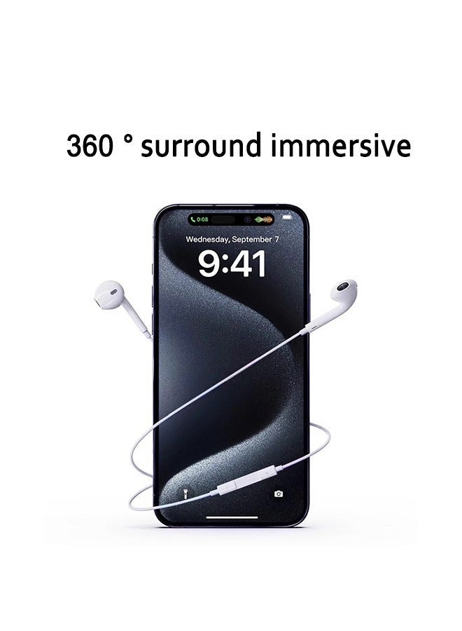 USB C Headphone Type-C Earbuds Wired Earphones with Microphone and Volume Control in-Ear Earbud for iPhone 15 Pro/Max/Plus Google Pixel Oneplus Samsung Galaxy iPad Pro and MacBook (White) - Image 2