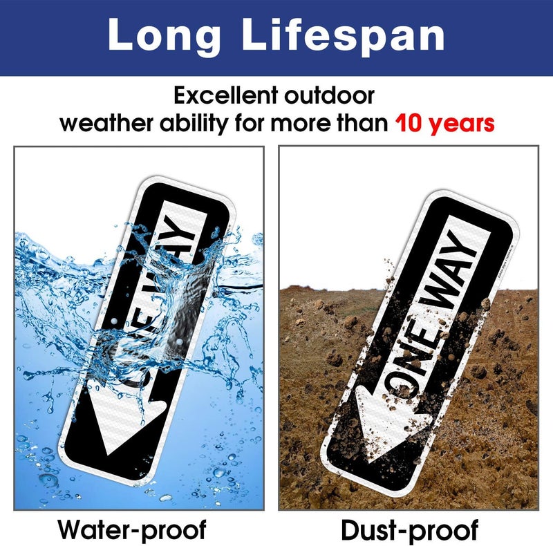 Faittoo One Way Sign with Left Arrow, 18x6 Inches Engineer Grade Reflective Rust Free Aluminum, Weather/Fade Resistant, UV Protected, Easy to Mount, Indoor/Outdoor Use (2 Pack) - Image 4