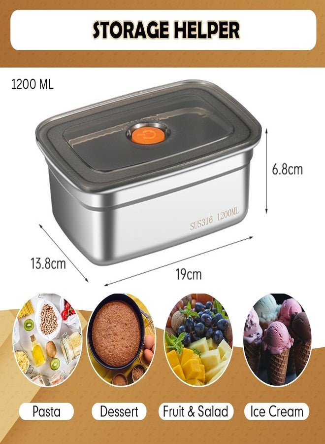 Turbid Food Storage Stainless Steel Snack Containers for Kids, Easy Open Leak Proof Metal Toddler Snack 1200 ML with Airtight Lids, SUS 316 Steel Metal Lunch Box for School, Travel(1, 1200ml) - Image 2