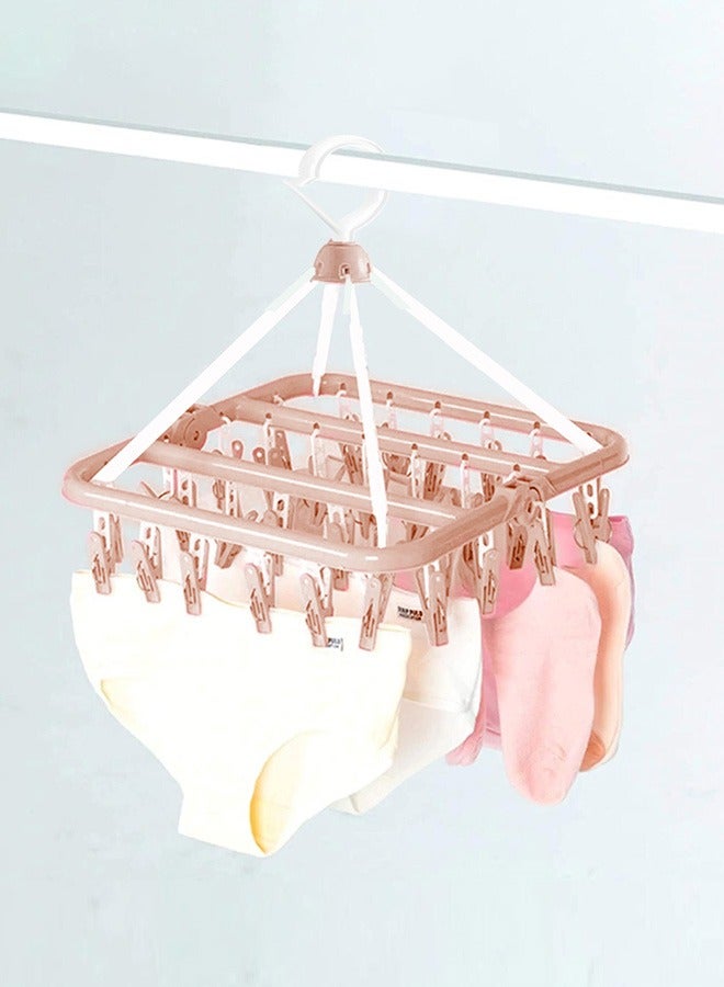 MARGOUN Clothes Drying Hanger with 32 Clips and Drip Foldable Hanging Rack Drip Clip Laundry Hanger for Baby Clothes and Small Laundry Items - Image 3