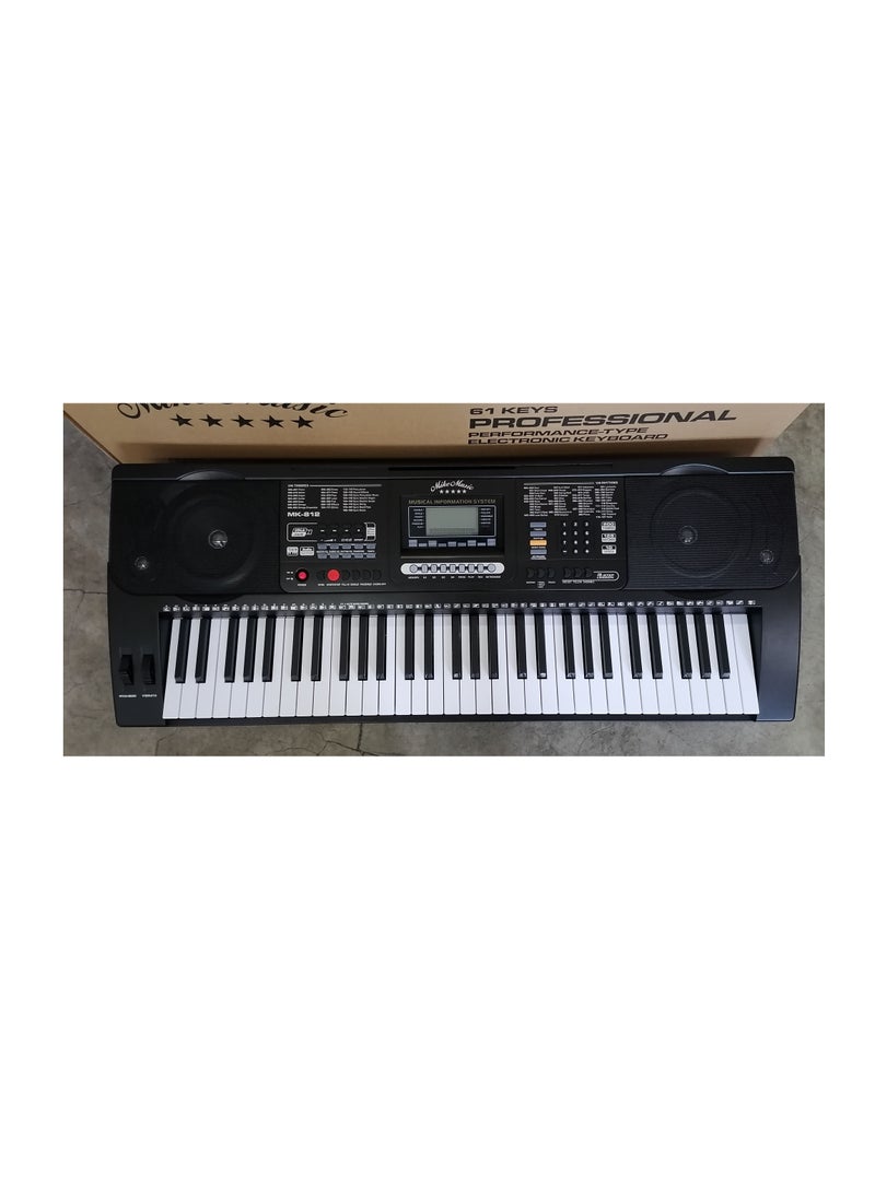 Professional 61-Key Electronic Keyboard with Touch Function, LCD Display, 200 Timbres, 128 Rhythms, USB, Microphone Input, and Carrying Bag (812 with Bag) - pzsku/Z93C48FF543DB7E30140DZ/45/_/1646848540/1e0c60bd-3361-4a99-b847-37302abe6868