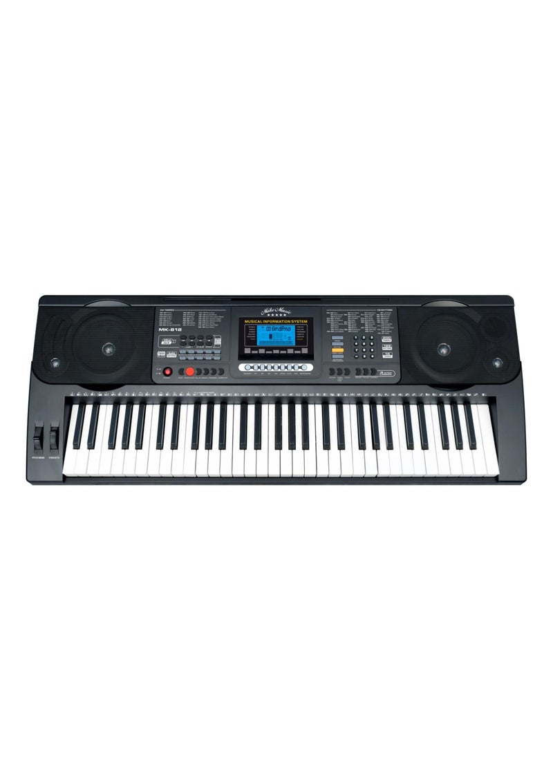 Professional 61-Key Electronic Keyboard with Touch Function, LCD Display, 200 Timbres, 128 Rhythms, USB, Microphone Input, and Carrying Bag (812 with Bag)  - Image 2