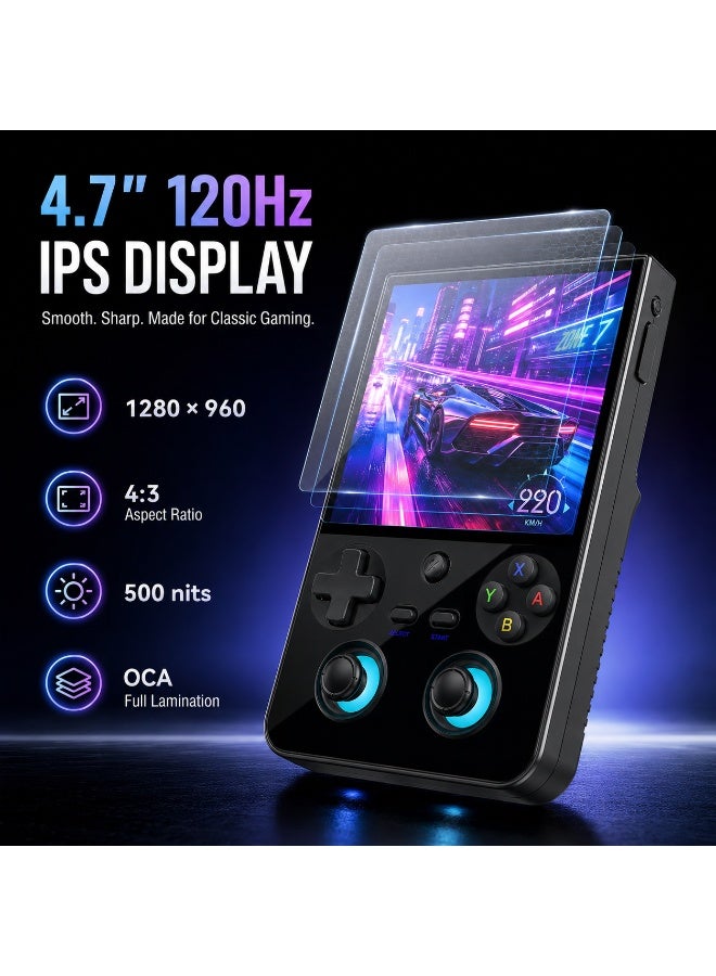 ANBERNIC RG477V Handheld Game Console, 4.7-Inch 120Hz IPS Touchscreen, Dimensity 8300, 8GB RAM 128GB, Android 14, Hall Joysticks, Wi-Fi 6, Bluetooth 5.4, Black - Image 3