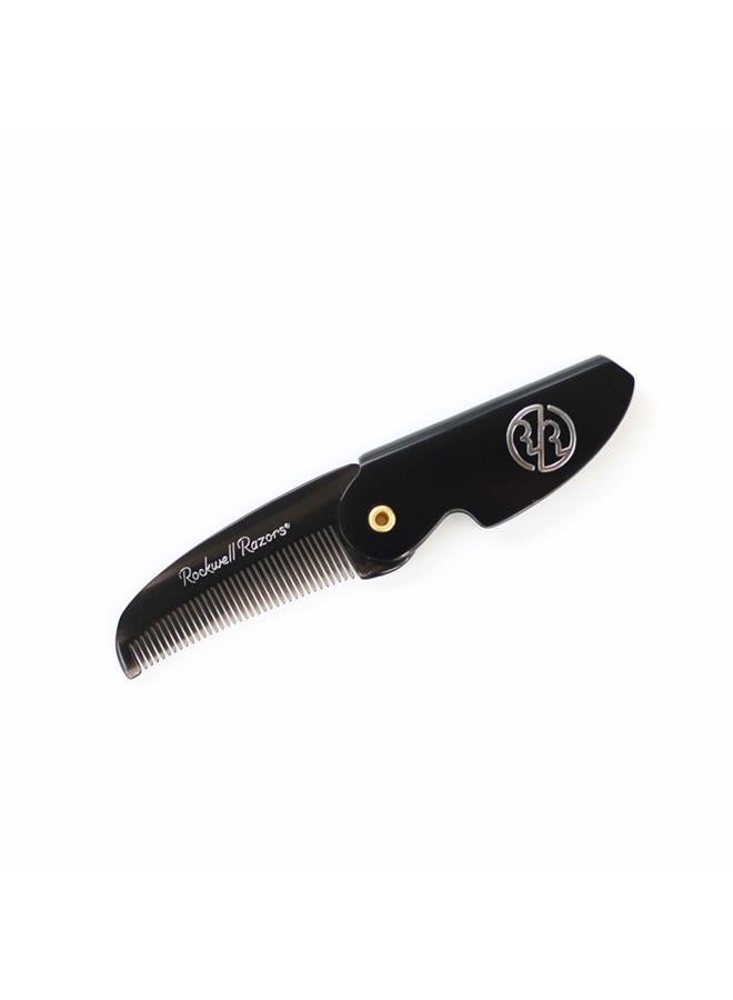 rockwell razors Rockwell Folding Beard & Moustache Comb - Pocket-Size, Durable, Anti-Static Acetate Comb | Supports a Healthy Beard and Moustache - Image 1