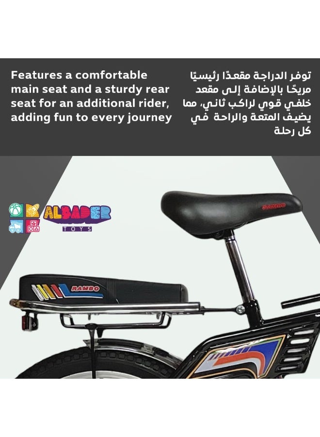 AL BADER Rambo Kids Bicycle 20 Inch with Dual Seats, Freestyle Indonesian Design Bike for Boys and Girls, Strong Steel Frame, Air-Filled Tires, Front and Rear Brake System, Adjustable Seat, Non-Slip Pedals, Comfortable and Safe Outdoor Riding Bike  Ages 8+  - Image 3
