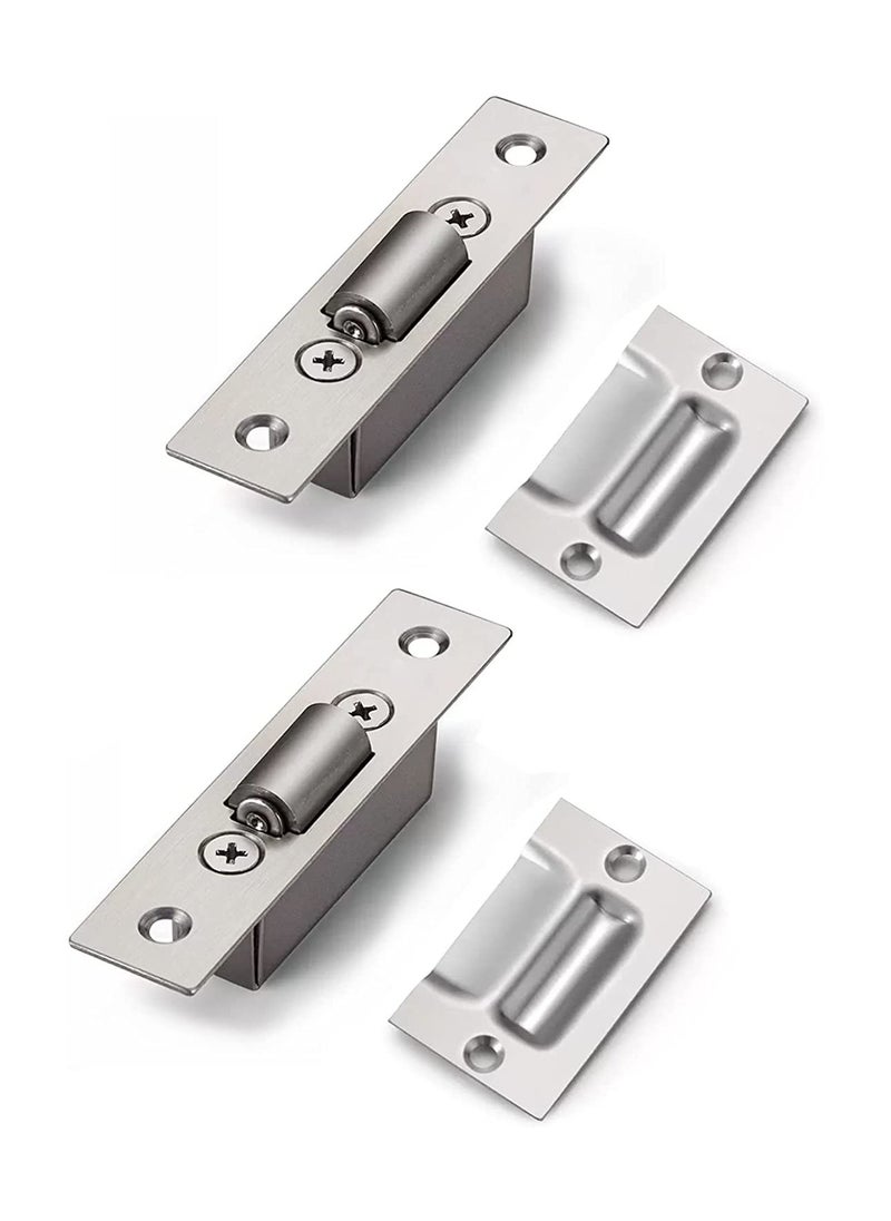 SYOSI Concealed Stainless Steel Door Roller Catches, Size 20mm for Cabinet, Kitchen, Bathroom, Bedroom, Cupboards, Wardrobes, Latches Locks Stopper, 2 Pieces  - Image 1