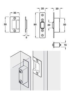 SYOSI Concealed Stainless Steel Door Roller Catches, Size 20mm for Cabinet, Kitchen, Bathroom, Bedroom, Cupboards, Wardrobes, Latches Locks Stopper, 2 Pieces  - Image 2