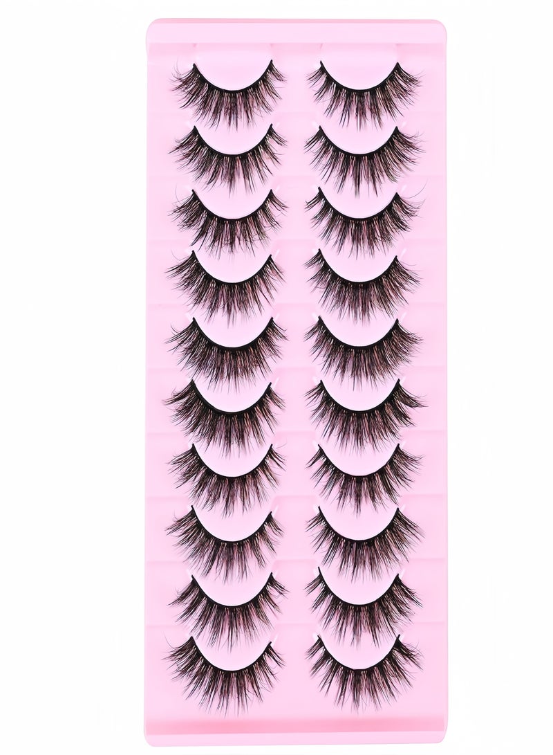 （ 10 Pairs ）Fluffy Messy Faux False Eyelashes,Soft Curly False Lashes,Reusable Natural Eyelash Simulation Curl False Eyelashfor Make up - Image 2