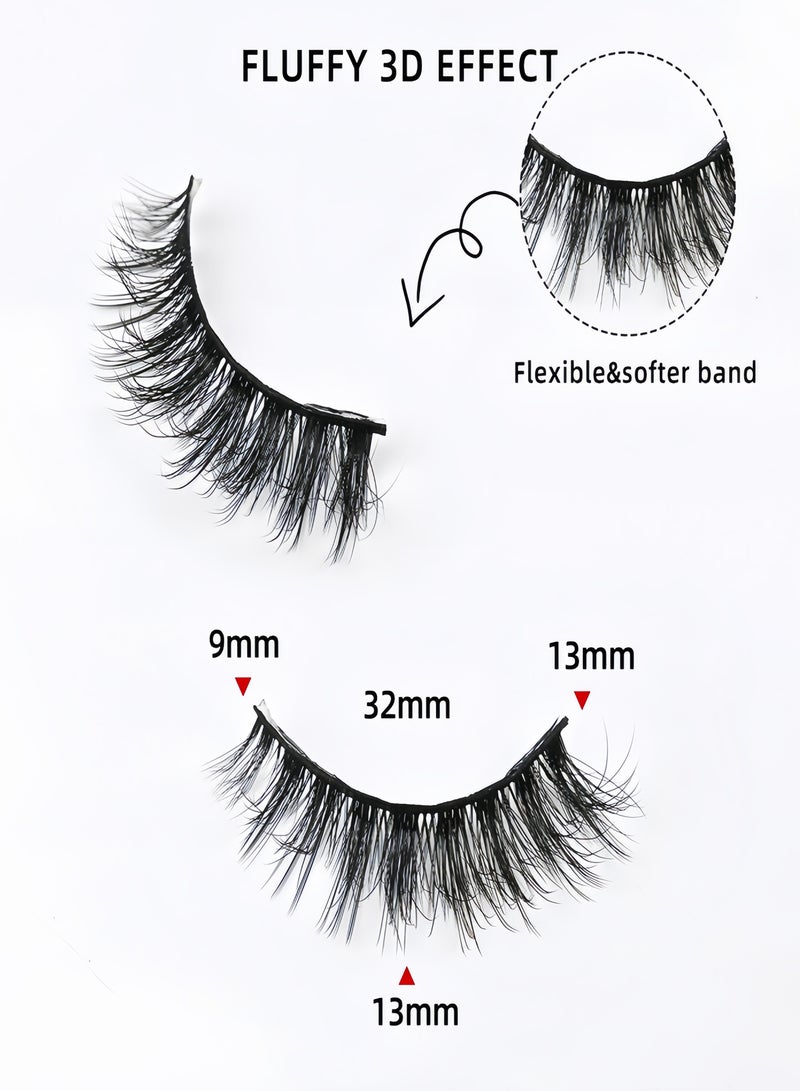 （ 10 Pairs ）Fluffy Messy Faux False Eyelashes,Soft Curly False Lashes,Reusable Natural Eyelash Simulation Curl False Eyelashfor Make up - Image 3