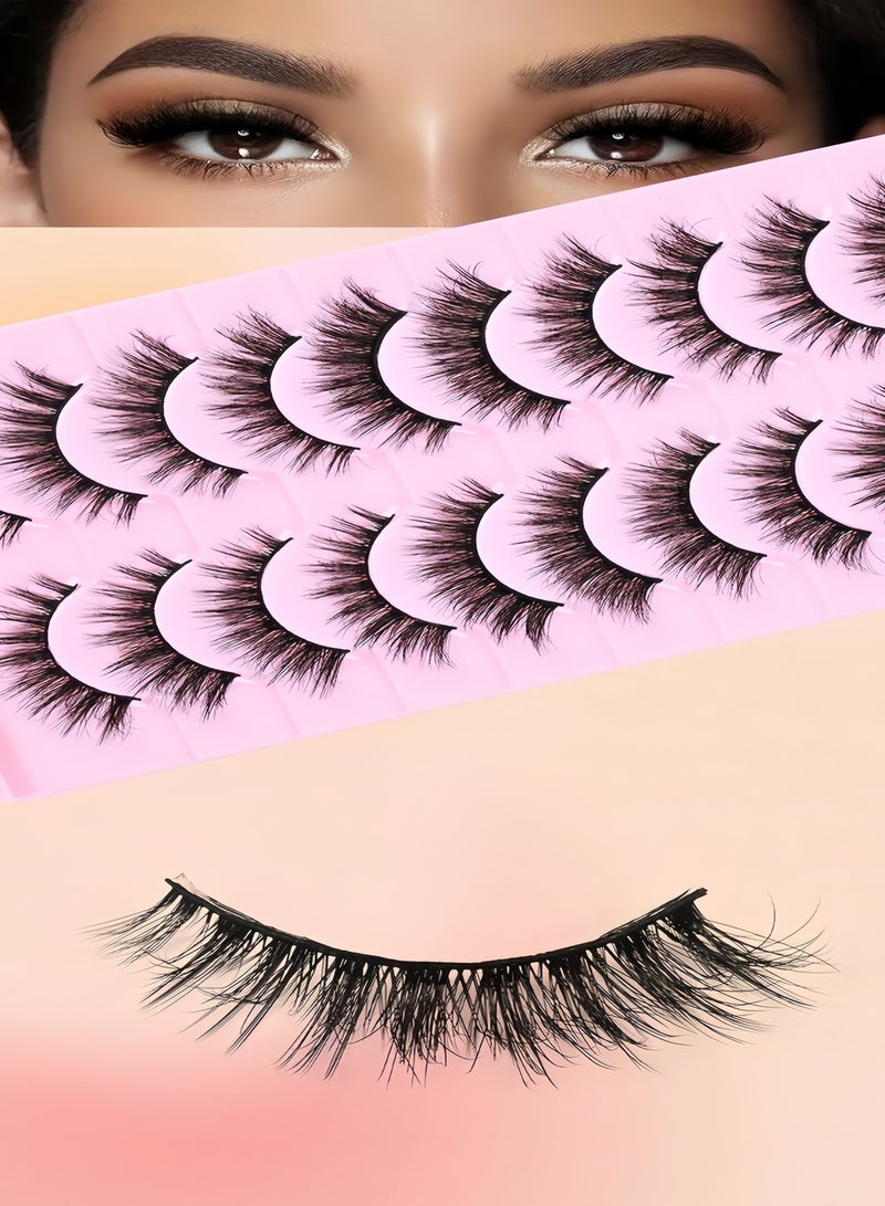 （ 10 Pairs ）Fluffy Messy Faux False Eyelashes,Soft Curly False Lashes,Reusable Natural Eyelash Simulation Curl False Eyelashfor Make up - Image 5