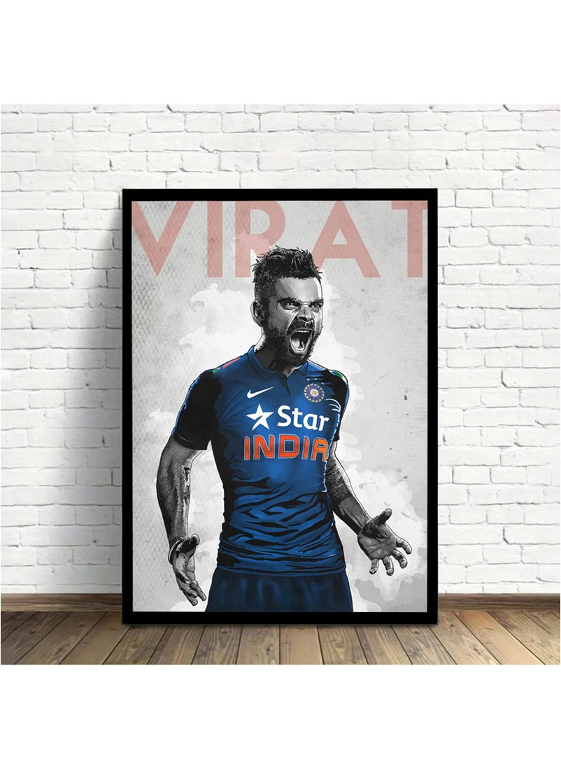 Spoil Your Wall Virat Kohli Print Wall Poster with Black Frame, Wall Arts Home Décor Photo Frames, 40x55 cm by Spoil Your Wall  - Image 2