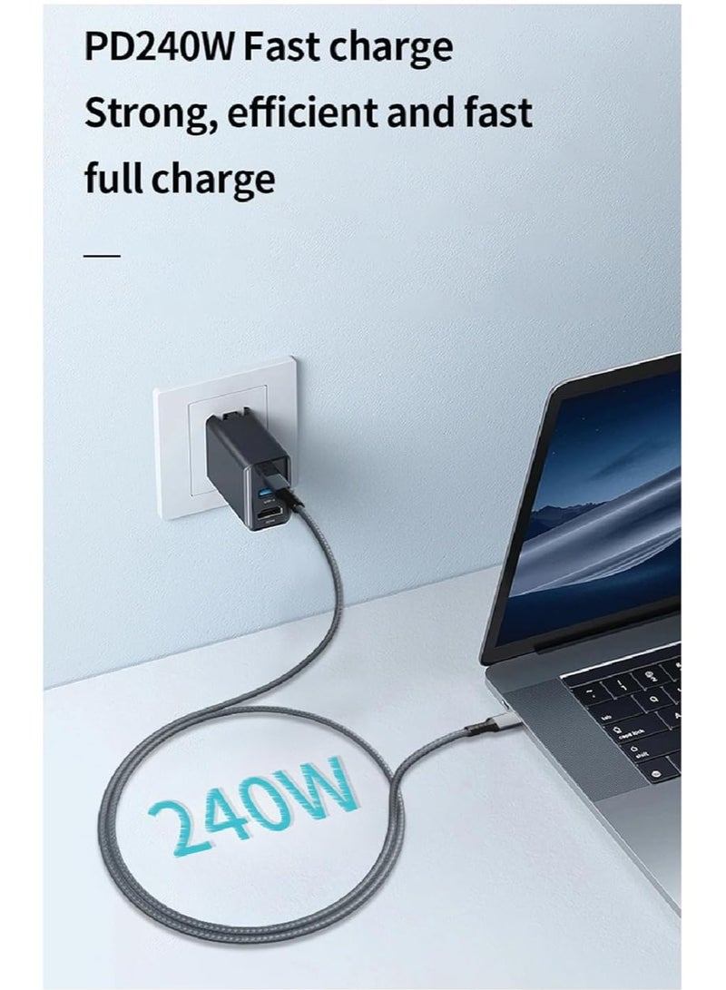 PD Fast Charging Cable - Data Cable - USB C to Type C - USB 4 - Gen 4 - Thunderbolt 4 - E-Marker Chip - 40Gbps - 8K @120Hz - 48V/5A - 240W - 1m - Grey - Image 5