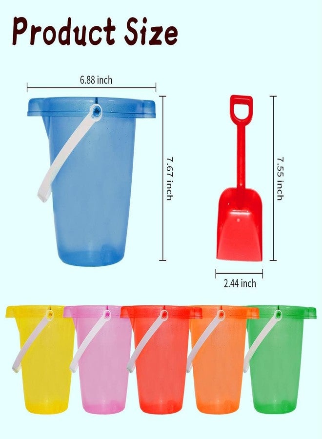 Holady 7" Inch Sand Beach Buckets Pail and Sand Shovels Set for Kids,Sand Bucket Water Bucket for Beach Fun Great Summer Party Accessory - Image 2