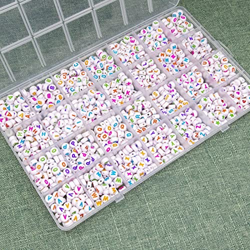 Melius Acrylic Colorful Letter Beads, 1450 Pcs 4x7mm Round Alphabet Beads in 28 Grid Box for Jewelry Making, DIY Bracelets, Necklaces, Key Chains, Bracelets (4x7mm, Colorful) - Image 4