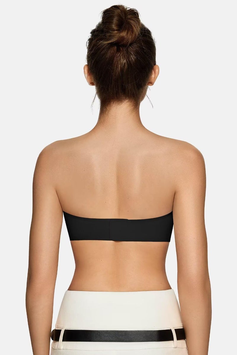 Vertvie Women's Wireless Strapless Bra Seamless Padded Bandeau Bra Non-Slip Silicone Tube Top Push Up Convertible Bralette (Black,Large) - Image 3