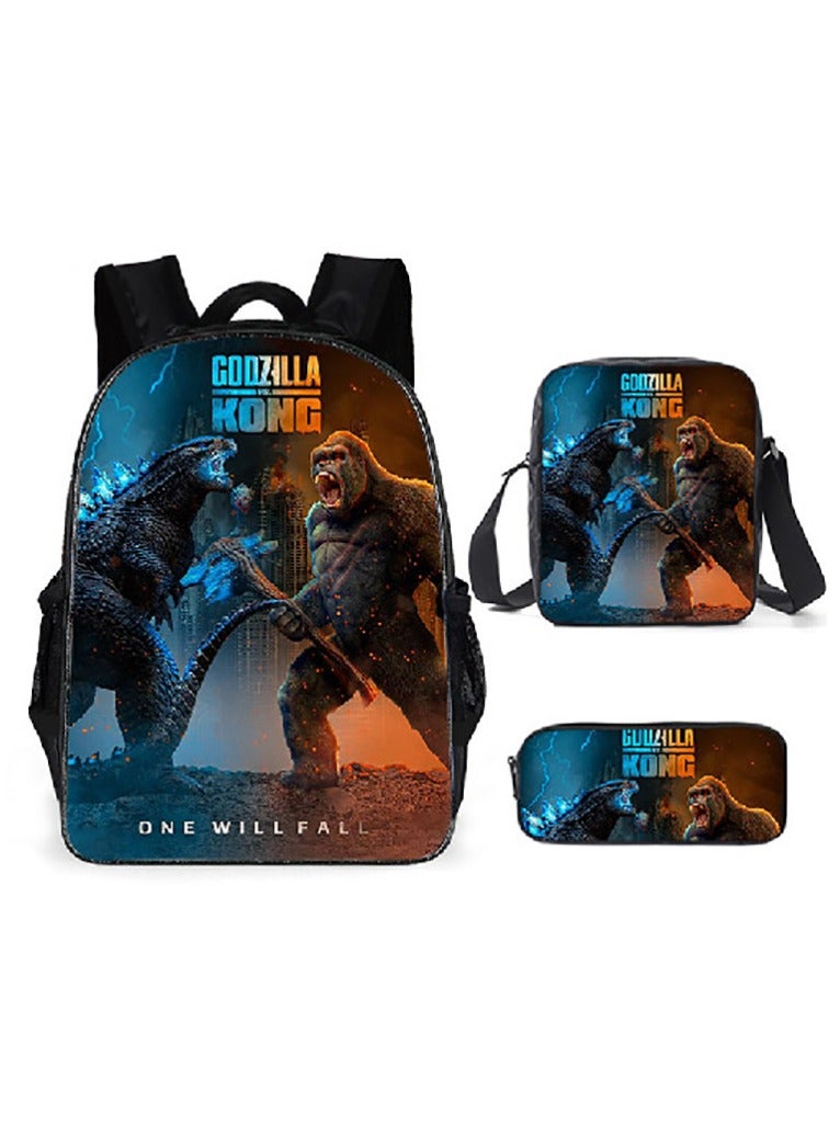 Godzilla New Godzilla Student Backpack Three-piece Set 29*16*42cm
