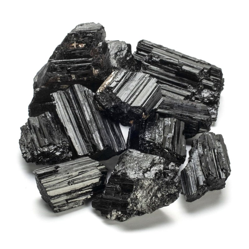 KALIFANO Black Tourmaline Bundle with Calming and Purification Energy Brazilian Turmalina Negra Schorl Reiki Healing Crystal Used for Protection and Security Information Card Included