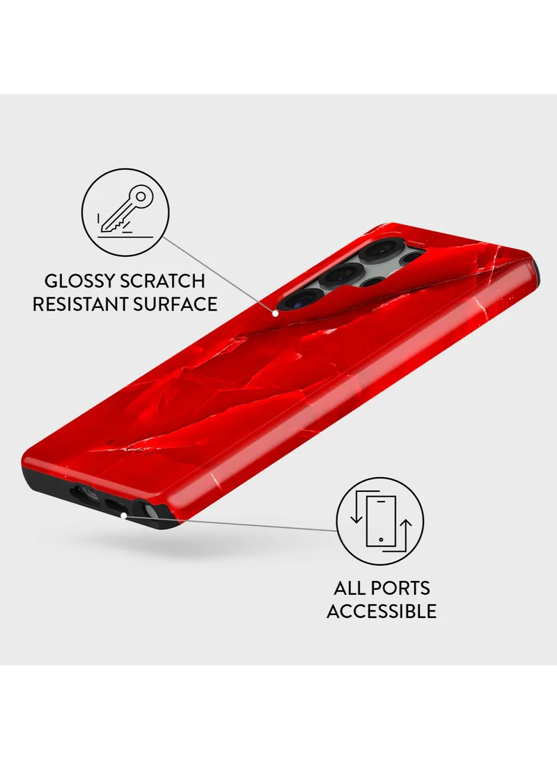 بورجا جراب هاتف محمول Samsung Galaxy S25 Ultra، جراب واقٍ من السيليكون الصلب ثنائي الطبقات، مقاوم للخدش والصدمات، أحمر Wild Blaze