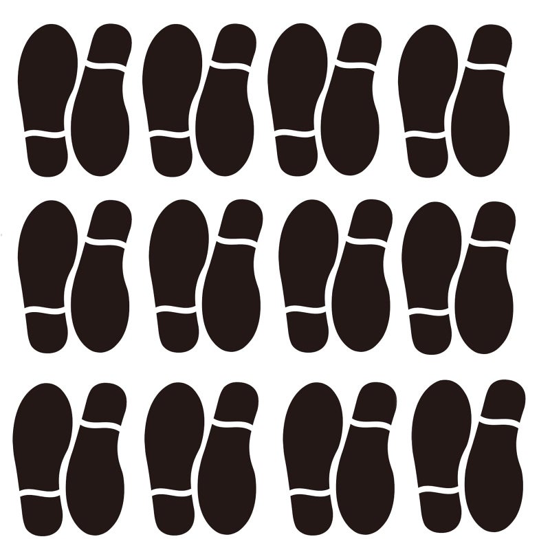 فيندوات 20 Pairs 40 Prints Black Shoe Footprint Stickers Decals, Floor Wall Stairs to Guide Directions for School, Dance Studio, Floor Stickers Party Decoration - Image 1