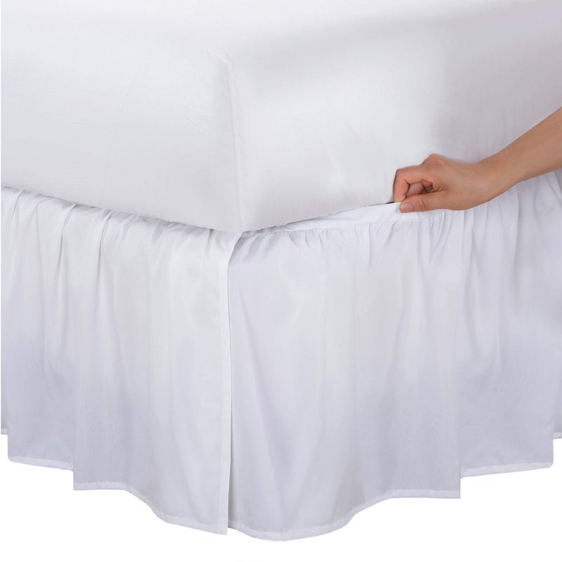 Bed Maker's Bed Makers Never Lift Your Mattress Microfiber WrapAround Bed Skirt Gathered Ruffled Style Classic 14 Inch Drop Length King White 