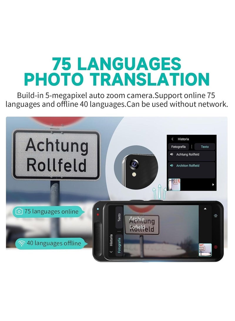 Metene Language Translator Device, Portable Translator Device with 138 Languages & 4.1" Touch Screen, Smart Voice Photo Translator Real Time, Offline Online Translation for Business Learning Travel - Image 3