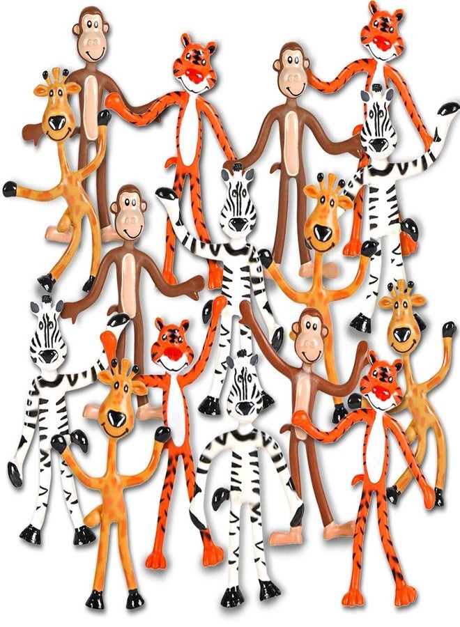ArtCreativity Bendable Animal Figures - Set of 12 Flexible Zoo Toys, Fun Fidget Stress Relief for Kids, Animal Party Favors, Goody Bag Stuffers, and Piñata Fillers - Image 1