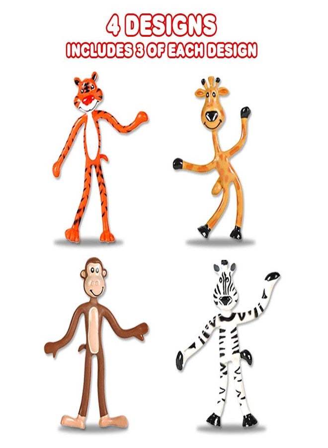 ArtCreativity Bendable Animal Figures - Set of 12 Flexible Zoo Toys, Fun Fidget Stress Relief for Kids, Animal Party Favors, Goody Bag Stuffers, and Piñata Fillers - Image 5