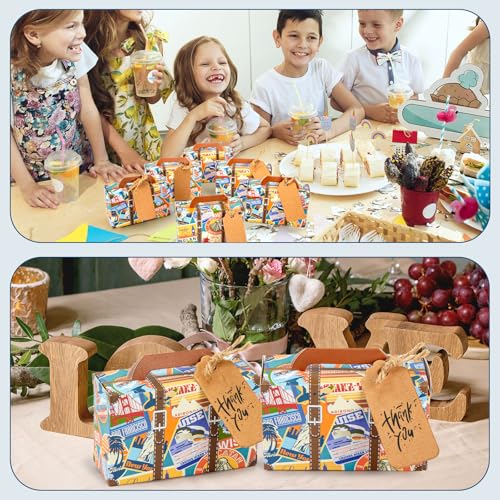 VGOODALL 50PCS Party Favor Candy Boxes,3x1.2x2 Inch Mini Suitcase Favor Boxes with Tags for Wedding Travel Themed Party Bridal Shower Decoration - Image 2