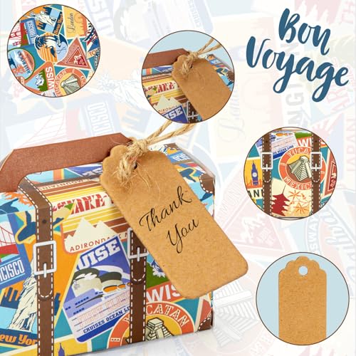 VGOODALL 50PCS Party Favor Candy Boxes,3x1.2x2 Inch Mini Suitcase Favor Boxes with Tags for Wedding Travel Themed Party Bridal Shower Decoration - Image 4