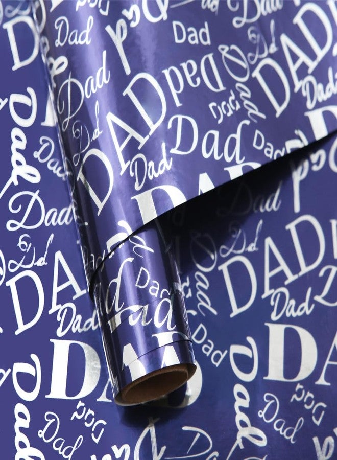 Boerni Dad Holographic Aluminized Foil Blue Wrapping Paper - 1 Mini Roll 17 X 10 ft Per roll 14.1 sq.ft.ttl - Gift Wrap For Daddy Men On His Birthday Happy Father's Day Or other Special Day Fatherhood Celebration - Image 3