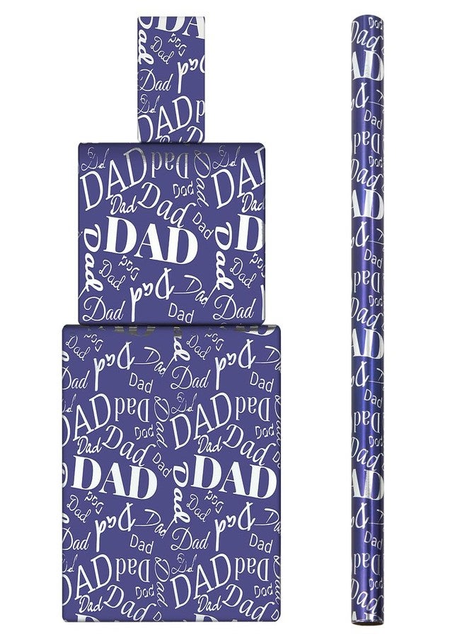 Boerni Dad Holographic Aluminized Foil Blue Wrapping Paper - 1 Mini Roll 17 X 10 ft Per roll 14.1 sq.ft.ttl - Gift Wrap For Daddy Men On His Birthday Happy Father's Day Or other Special Day Fatherhood Celebration - Image 1