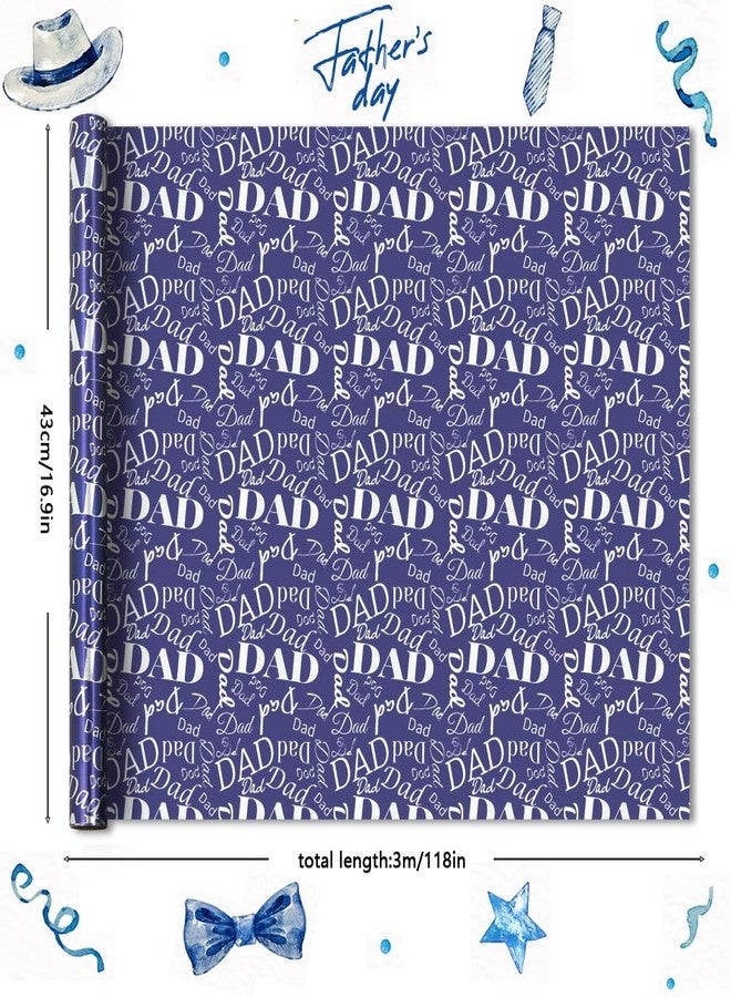 Boerni Dad Holographic Aluminized Foil Blue Wrapping Paper - 1 Mini Roll 17 X 10 ft Per roll 14.1 sq.ft.ttl - Gift Wrap For Daddy Men On His Birthday Happy Father's Day Or other Special Day Fatherhood Celebration - Image 2