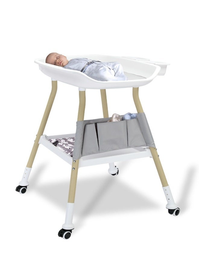 Deluxe baby changing table dresser diaper station with changing pad adjustable height top changing table with nursery organizer and Large storage rack for newborn baby and infant - Image 2